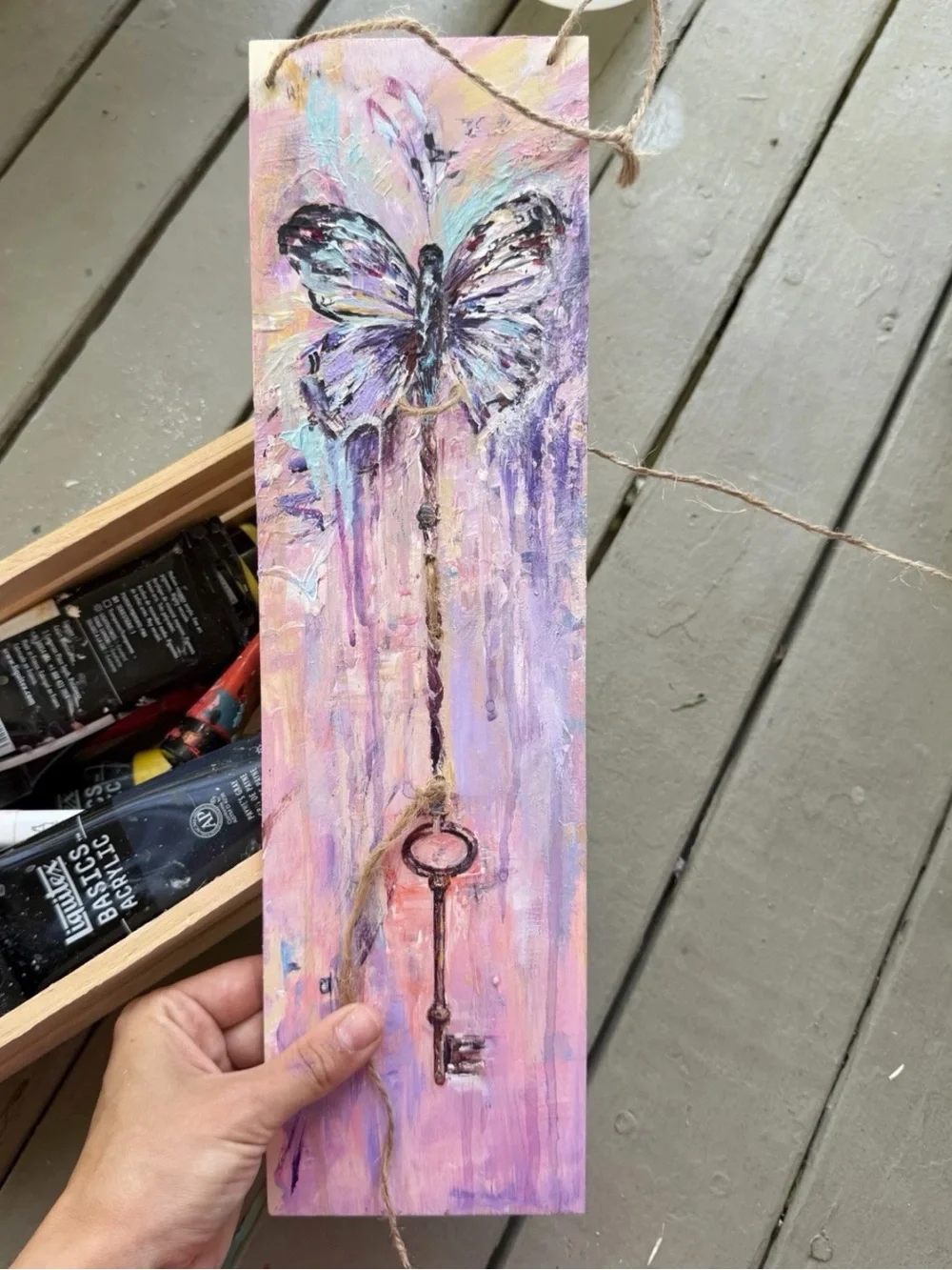 Hand-Painted Butterfly Key Wall Art - Pink & Purple - Door Decor